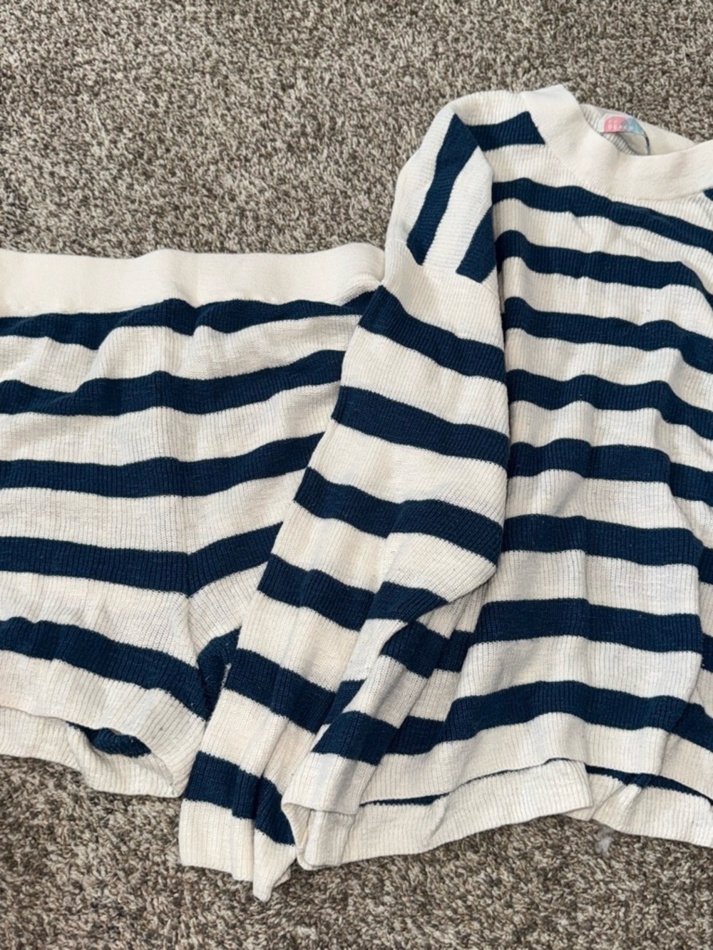 Free people Striped Navy and Cream Women’s Sweater Set